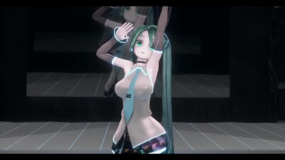 3D HMV: Sexy Slim Buxom Miku Miku Dances, Masturbates And Gets DP-ed & Spit-roasted In MMF 3-some