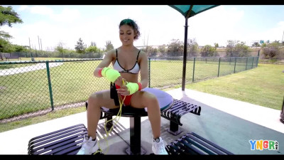 Cute Fit Petite Ebony Teen Enjoys Her Trainers BWC In the Gym After Some Topless Boxing