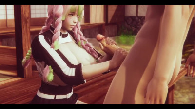 3D Porn Anime: Sexy Busty  Mitsuri Kanroji (Demon Killer) Performs Handjob, BJ & Rides a Big Cock