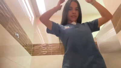 Latina Nurse masturbates till squirting in public restroom - Amateur Porn
