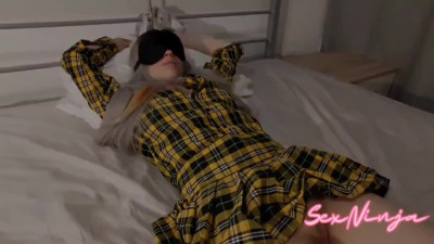 Fucked & Creampied My Busty Blonde Stepmom Who Was Waiting For Dad Blindfolded & Cuffed To the Bed
