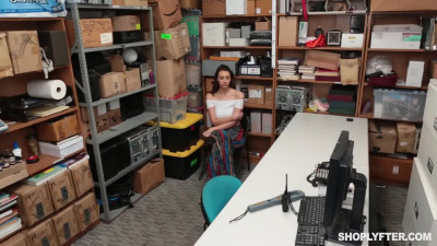 Small titted teen has to suck and fuck her way out after shoplifting