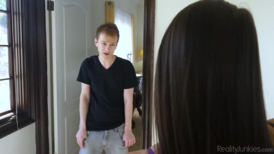Curvy milf's cleaning went wrong so stepson got a chance to creampie her