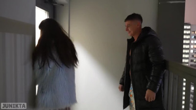 Edgy couple busted fucking in the stairwell so they screw back at home