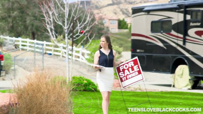 White Real Estate Agent sells her pussy to a big black cock cilent
