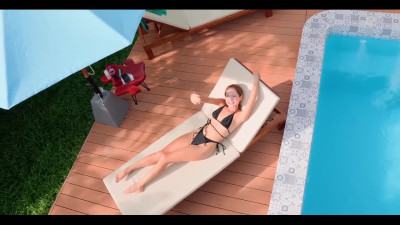 Backyard Outdoor Anal Spooning after a Blowjob by the Pool