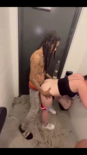 Wild man fucks the white girl hard in the restroom