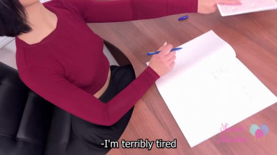 Russian teacher pleases her student with Headjob, and fucks on the table