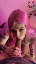 Longing For Something Sweet My Cute Pink-hair GF Sucked All the Jizz Out Of My Dong