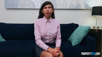Brace-faced realtor shows natural tits and fucks till huge cumshot