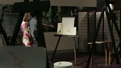 Art Lesson Ends Up With a Hardcore Fuck For a Pretty Blonde With Enticing Feminine Shapes