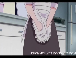 Hentai maid touches her wet pussy and rubs clit to orgasm