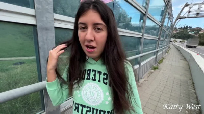 Katty West has a porn casting outdoors - POV