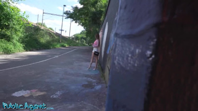 A slender Latina agrees to publicly fuck with a stranger for money.