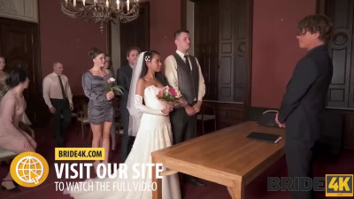 Bride doesn't want to wait for the morning for bridal sex