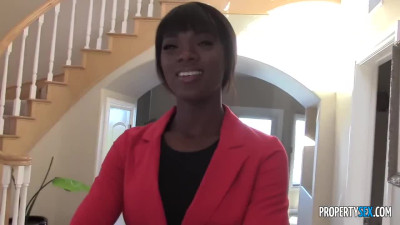 Cute Ebony Property Agent Ana Foxxx fucked by a white cock