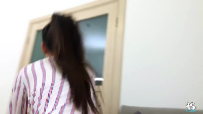 Brunette cutie Stefany sucks dick and gets her anal hole fucked in POV