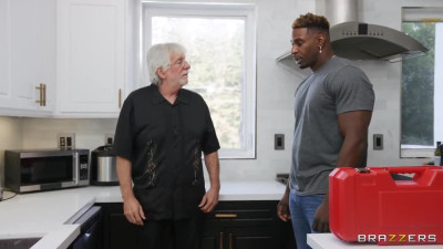 Old dude catches her niece Adria Rae lust for BBC in the kitchen