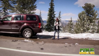 Public Handjobs Brandi de Lafey Strokes A Snowman