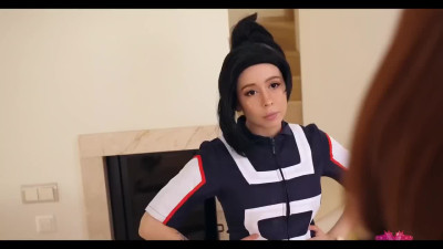 Two sexy beauties in cosplay take turns enjoying penetration into their holes.