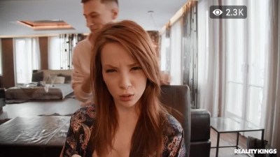 Beautiful redhead Licked before sensual fuck on the couch