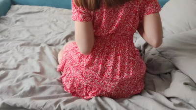 A cute student gets a powerful cum on herself after passionate sex.