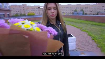Shy virgin boy receives his first BJ from beautiful Russian bitch