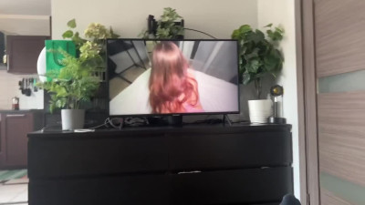 Russian girl with pretty face and round ass fucks hard and swallows cum