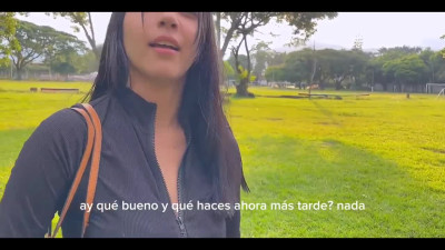 Colombian girl shows big boobs and fucks with stranger till creampie