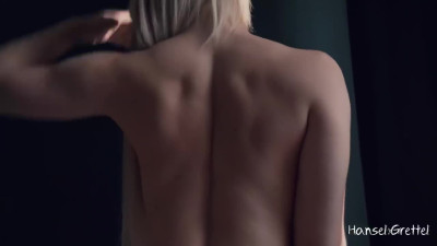 Girl in black lingerie fucks in doggy pose and eats cum