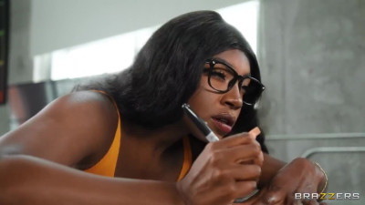 Ebony Art Student Takes a Big White Cock in Her Pussy