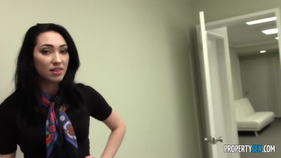 Sexy Slim Brunette Real Estate Agent Sucks And Rides Her Client's Dick Like a Pro