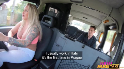 MILF taxi driver creampied by young lad after backseat sex