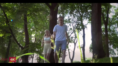 Petite blonde teen gently fucked and facialized after jogging