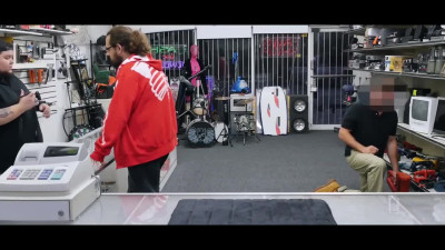 A black cutie passionately fucks with the store owner in his office.