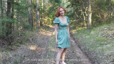 Lovely redhead Verlonis does romantic sex in the forest