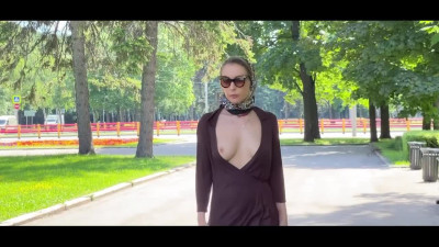 Anastasia Ocean teasing with her boobs in Public!