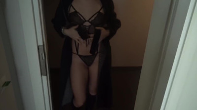 Amateur girl in beautiful lingerie gets cumshot on her butt-hole [POV]