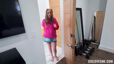 Dashing teen gets a jizz load on her big tits after self-fingering on camera
