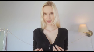 Beautiful blonde girl eats sperm after quick POV shagging