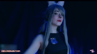 A chick in a rabbit costume gets fucked in a doggy style.