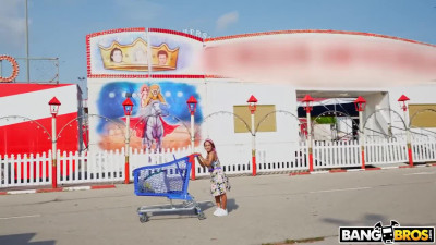 A cute dwarf girl is eager to get a stranger's big dick right on the street.