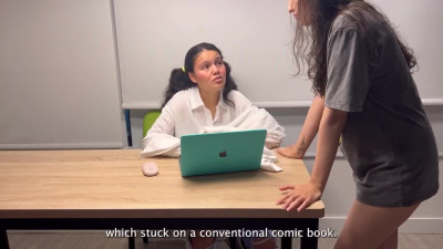 She needs to get a decent grade so she agrees to do everything (lesbian)