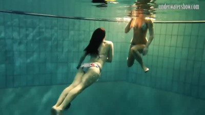 Shameless teens staged a horny naked swim in a public pool