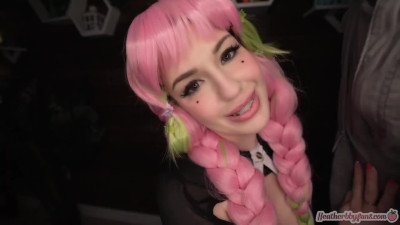 Mitsuri Kanroji from Kimetsu no Yaiba porn cosplay with massive facial