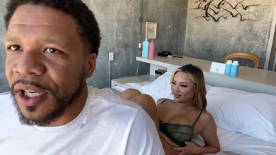 Hot Busty Blonde Asian Gets Her Shaved Pussy Licked And Fucked At All Angles With Thick BBC