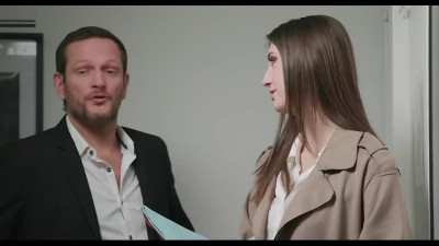Office blowjob, table missionary and facial with a French Secretary