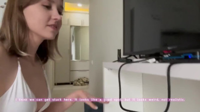 Cute teen teases her neighbor to fuck her after bj and pussy licking