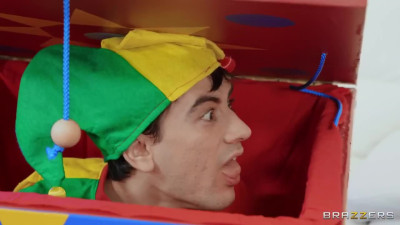 Young jester prepared a surprise for ebony milf and took a dick out of his pants