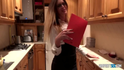 Lovely Sexy Slender Real Estate Agent Rides Her Client's Huge Dong To Make Him Buy the Flat
